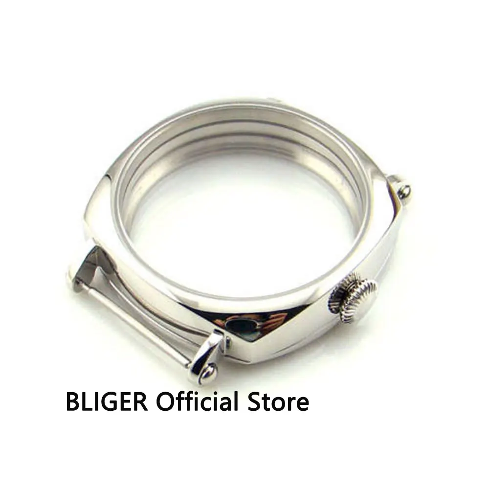 

BLIGER 44MM 316L Stainless Steel Watch Case Fit for ETA 6497 6498 ST3600 Hand-Winding Movement c117