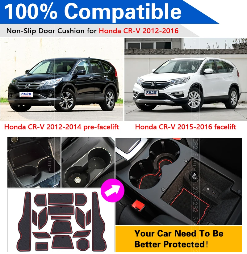 Для Honda CR-V 2012- противоскользящие резиновые чашки Подушки двери Коврики 3 цвета CRV CR V 2013 Интимные аксессуары стайлинга автомобилей Стикеры