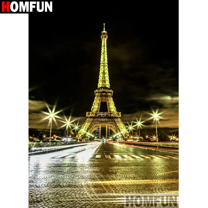

HOMFUN Full Square/Round Drill 5D DIY Diamond Painting "Tower scenery" Embroidery Cross Stitch 3D Home Decor A10650