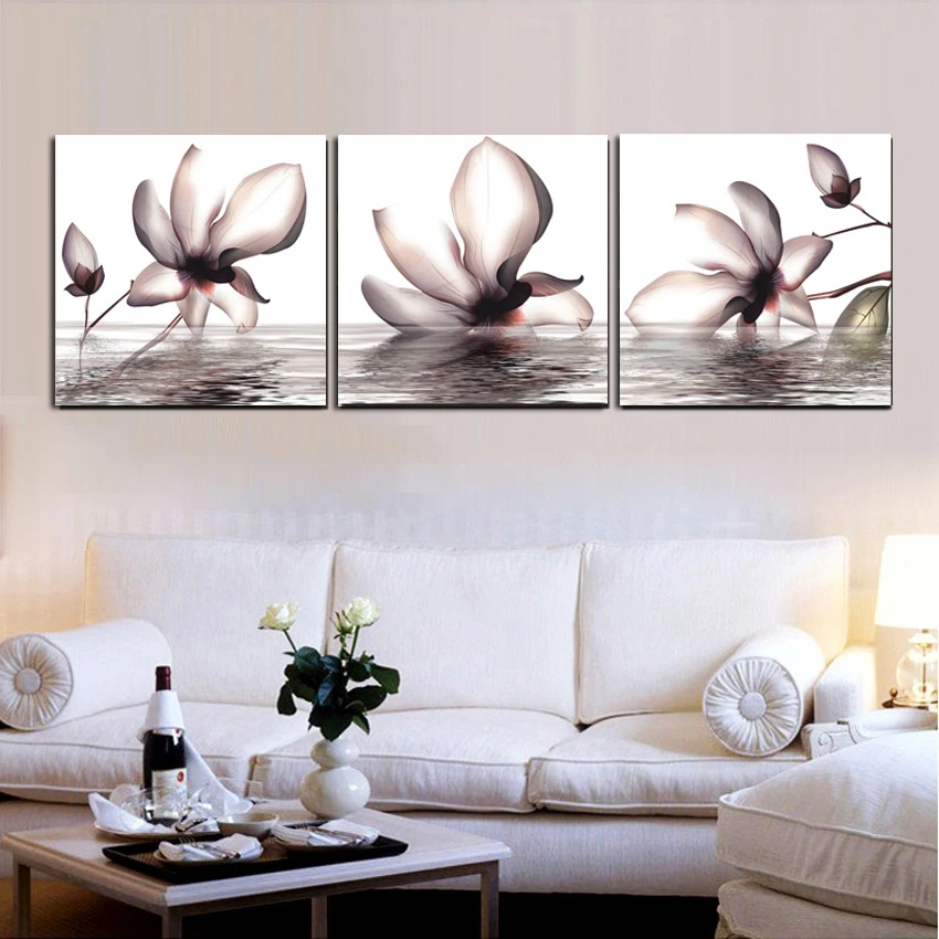 Unframed 3 Панелей Моды Современный Дом Декора Гостиной Настенной Живописи Цветок В