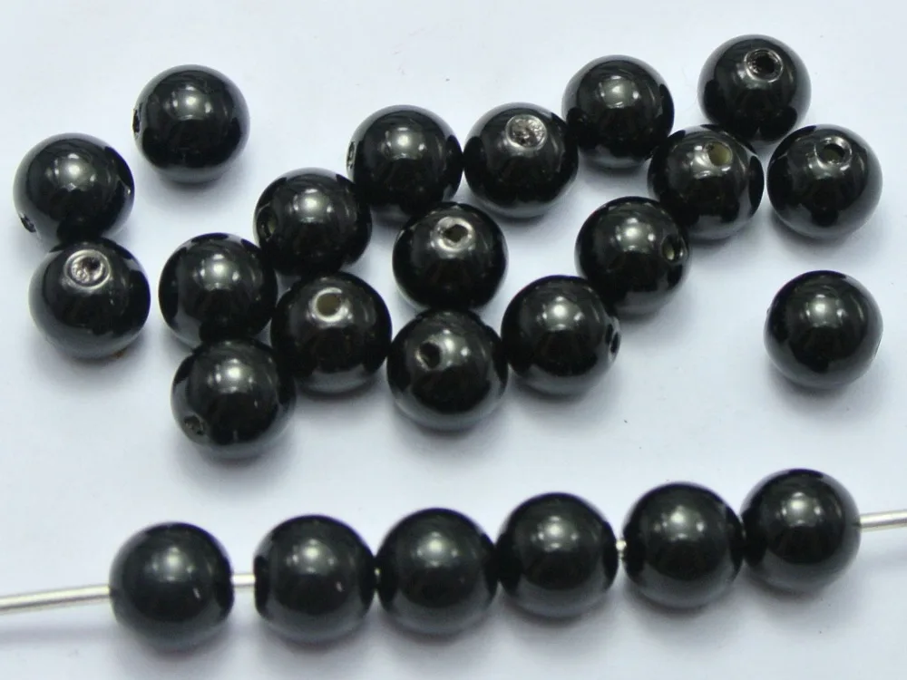 

100 Pcs 10mm Plastic Faux Pearl Round Beads Black Imitation Pearl