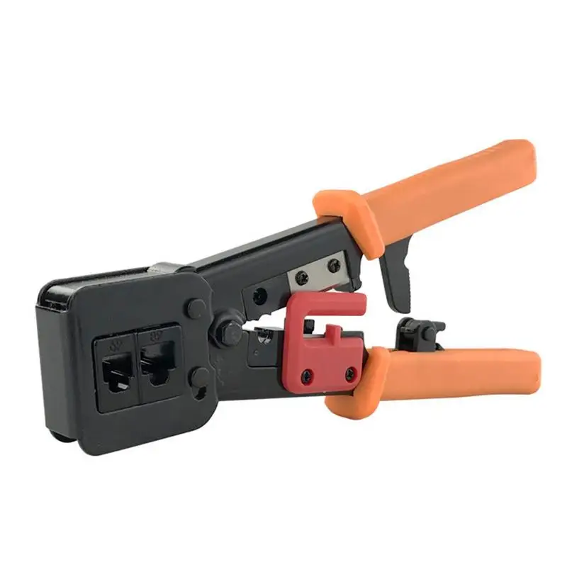 EZ Rj45 Щипцы Ручной сетевые инструменты Клещи Rj12 Cat5 Cat6 8p8c для зачистки кабеля нажав Клещи Щипцы клип многофункциональные плоскогубцы - Цвет: Оранжевый