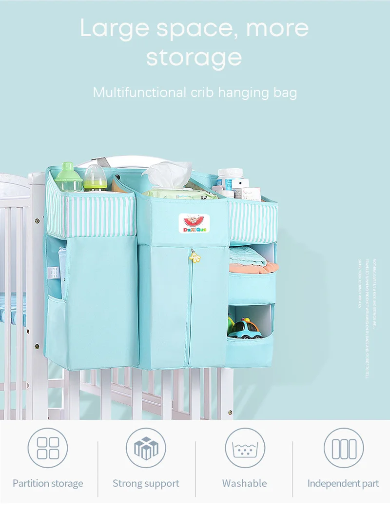 Portable Baby Crib Organizer Bed Hanging Bag for Baby Essentials Diaper Storage Cradle Bag Bedding Set Diaper Caddy VS SUNVENO