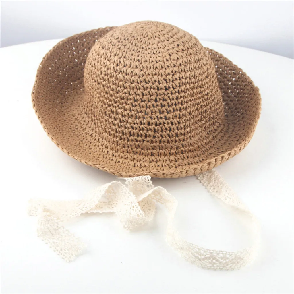 Summer Baby Girls Children Ribbons Breathable Hat Straw Kids Bucket Cap | Детская одежда и обувь