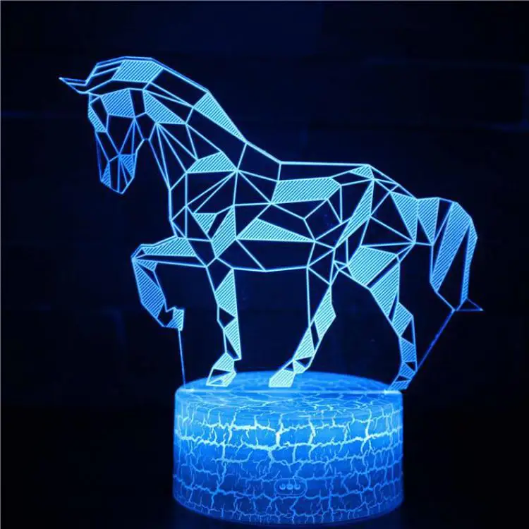 Треснутая основа, голова волка, Рождественский декоративный светильник s horse, 7 цветов, сменный Настольный светильник, современный Настольный светильник, украшение, 3D ночник - Цвет абажура: t