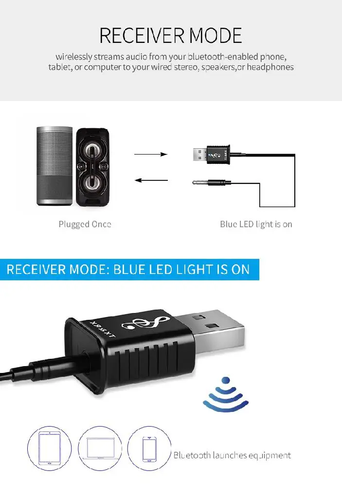 USB Bluetooth приемник 5 0 аудио передатчик адаптер для ТВ/ПК наушников