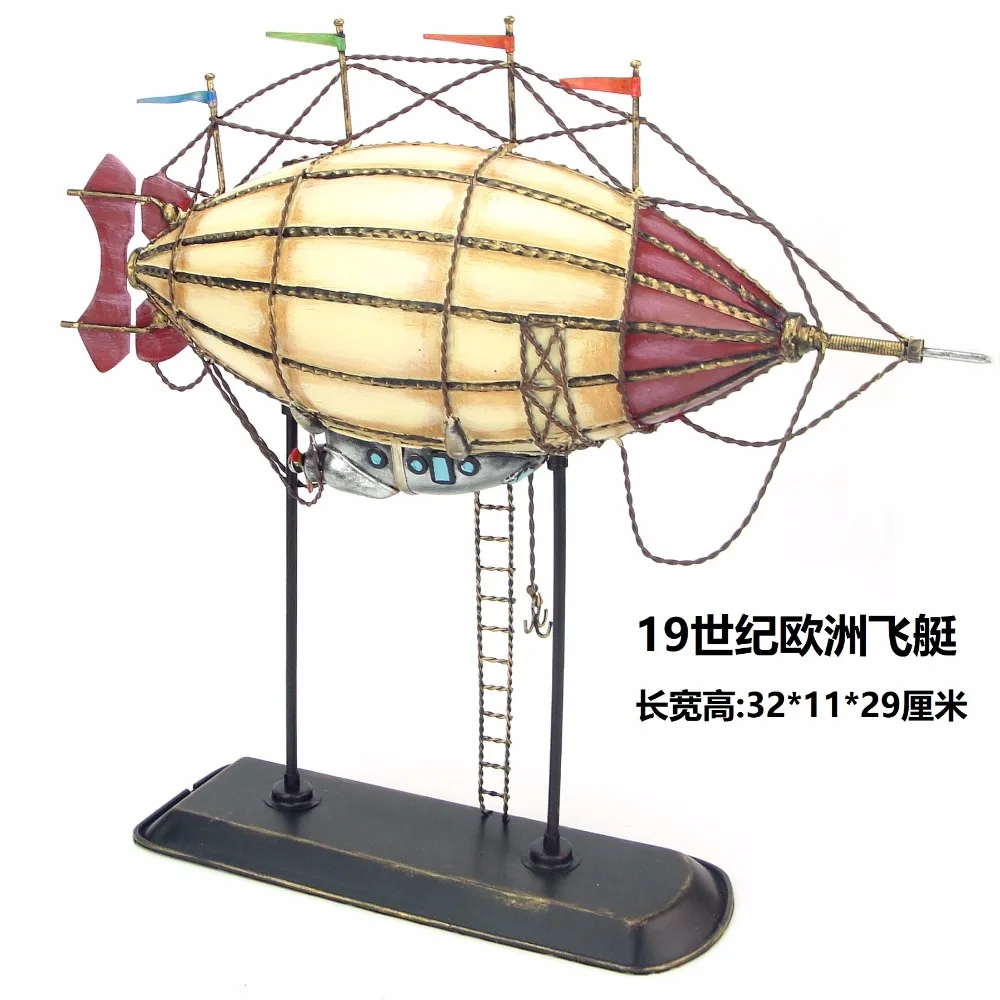 

19th Century European Vintage Handmade Iron Metal Ornaments Airship Model Bar Restaurant Home Decoration Gifts