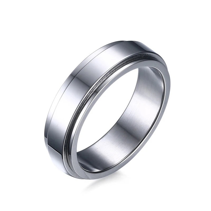 Heyrock 6 мм spinner кольцо унисекс простой 316L Нержавеющая сталь две серебряные тона