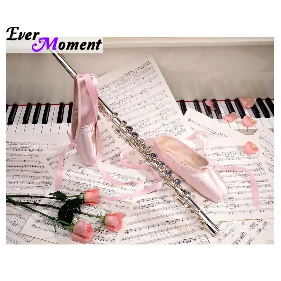

3d diy diamond painting ballet Shoes Pink Rose Sheet music beautiful embroidery diamont painting diamond embroidery kit ASF677