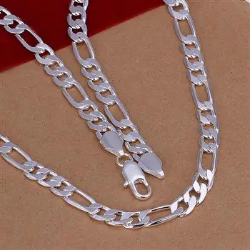 Usine prix Топ qualite Argent налет и Estampille 925 6 мм Figaro hommes chaines de collier pour gros promotion 20 pouces