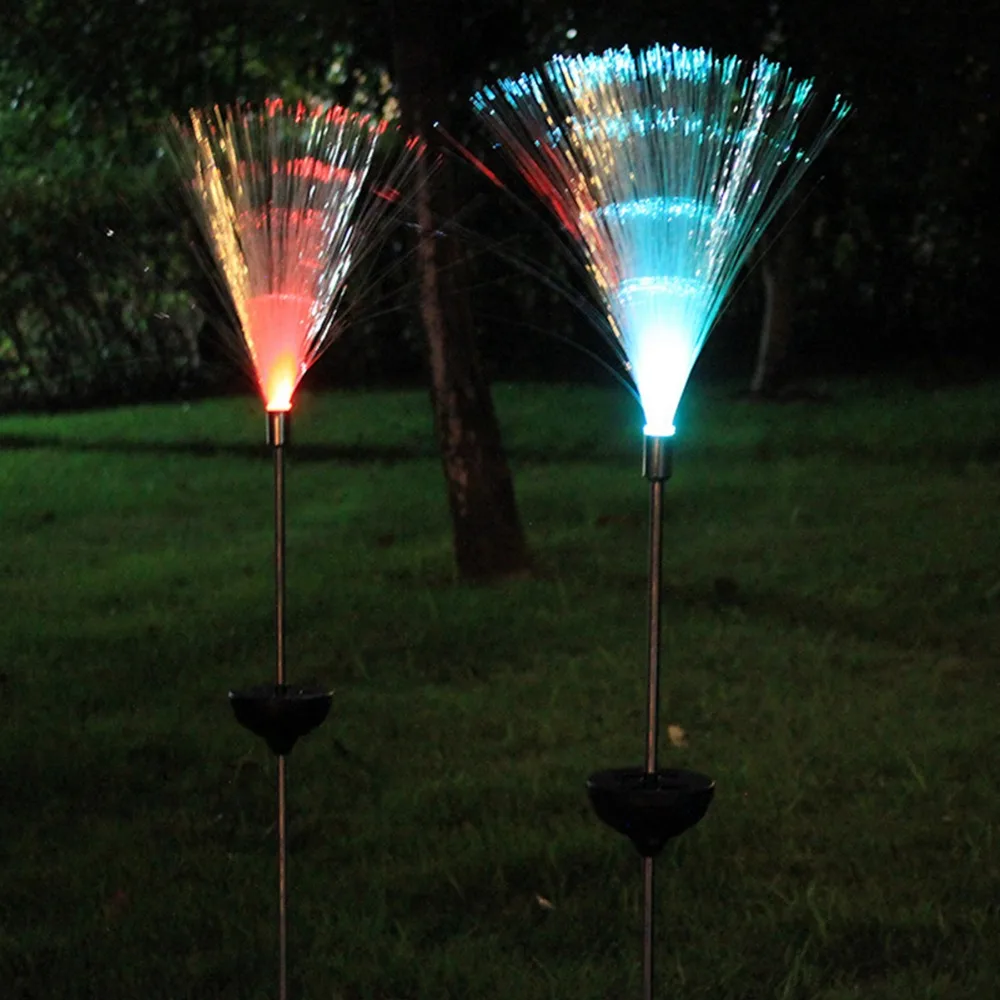 2 шт. на солнечных батареях Цвет Изменение Солнечный волоконно оптический свет