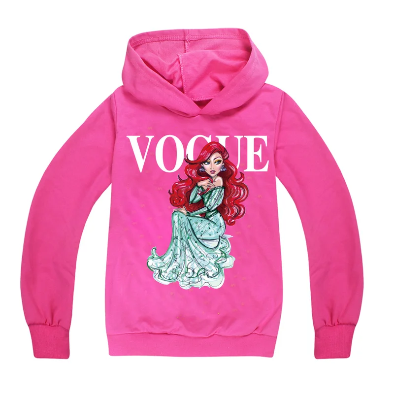 Модные толстовки для девочек с принтом Русалочки футболки длинным рукавом