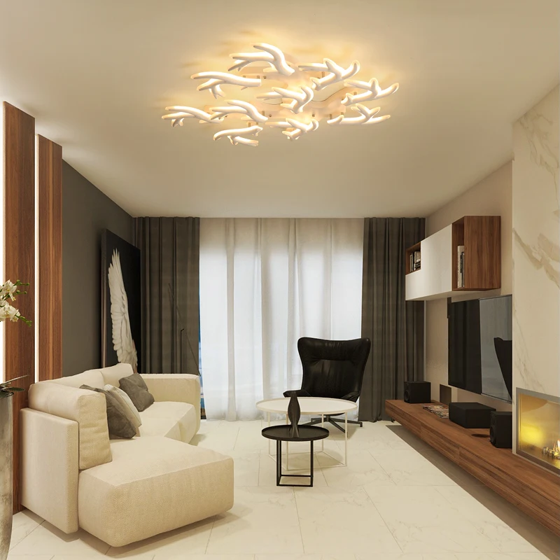 Белая отделка затемнения + RC современные светодиодные потолочные лампы для