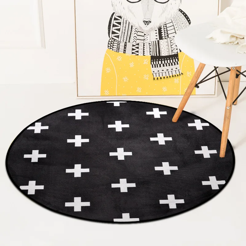 

European Geometric Round Carpet For Living Room Children Bedroom Rugs And Carpets Computer Chair Floor Mat Cloakroom Carpet