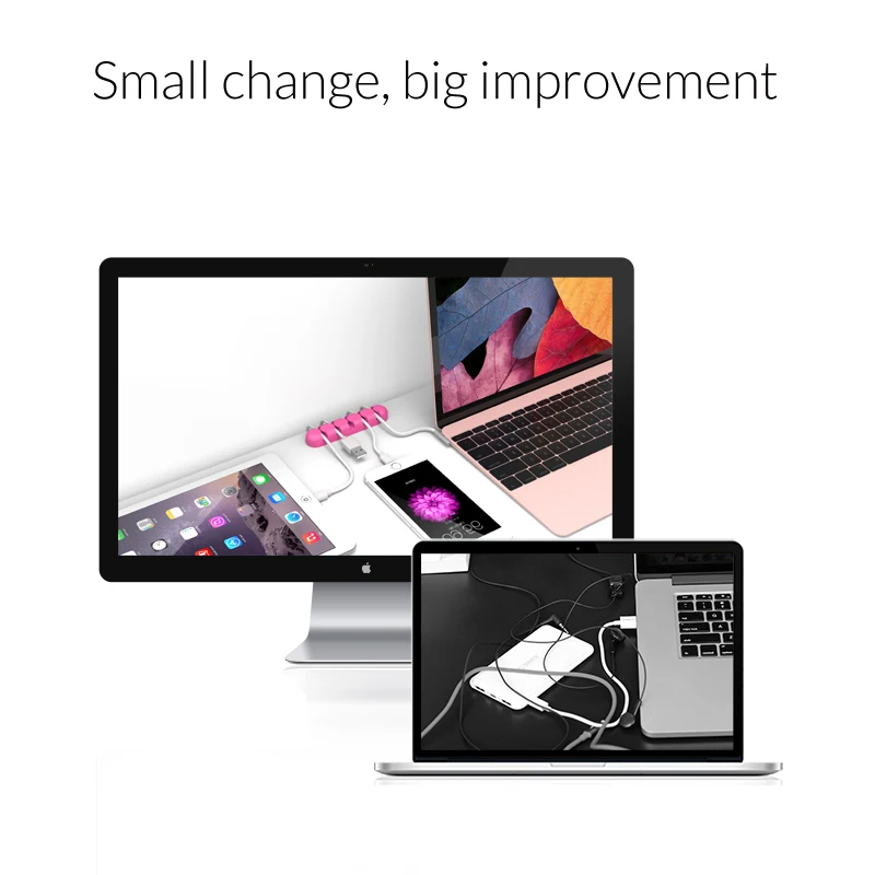 ORICO 5 шт. органайзер для кабеля силиконовый usb кабель намотки рабочего стола