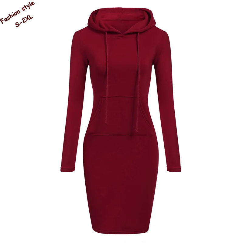 Бесплатная Доставка Осень Длинные женские длинные рукава толстовки с капюшоном