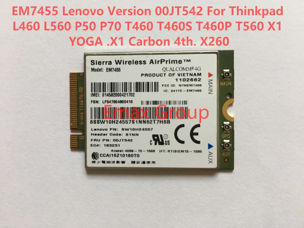 Разблокированный EM7455 LTE CAT6 FRU 00JT542 для Thinkpad L460 L560 P50 P70 T460 T460S T460P T560 X1 YOGA Carbon 4th X260 JINYUSHI