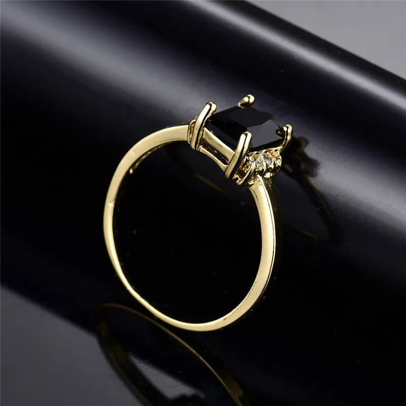 BUDONG 2017 модное желтое Золотое кольцо с сияющей огранкой черное кубическое