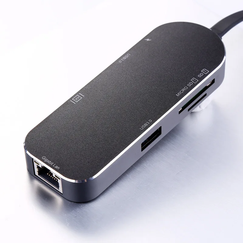 USB c концентратора адаптер Dongle Dock с Тип c PD Мощность 4 К видео HDMI SD Card Reader Gigabit Ethernet адаптер USB-C Тип-C 3.0 концентратора