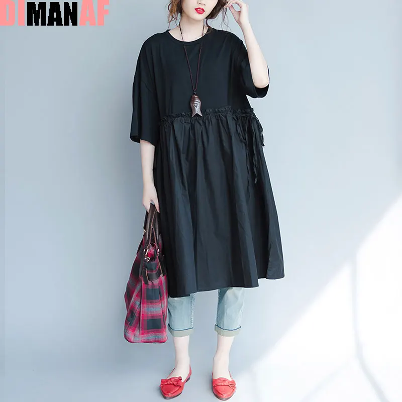 Женское пляжное платье с оборками DIMANAF однотонное Хлопковое в гавайском стиле