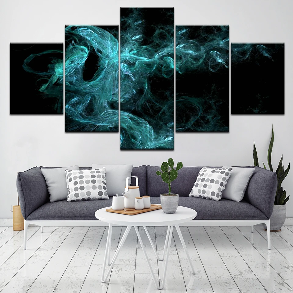 

Modern print Modular 5panel Wall Paintings abstract green Birds PaintOn Canvas paintings art living room decor Picture Artwork