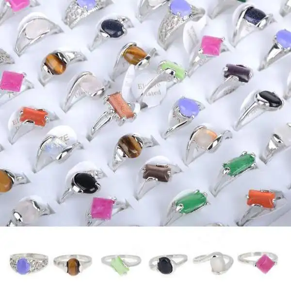 Оптовая продажа 5 штук в партии смесь природных камней серебро Цвет Винтаж