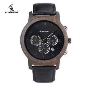 Часы мужские деревянные с хронографом и отображением даты, C-P28