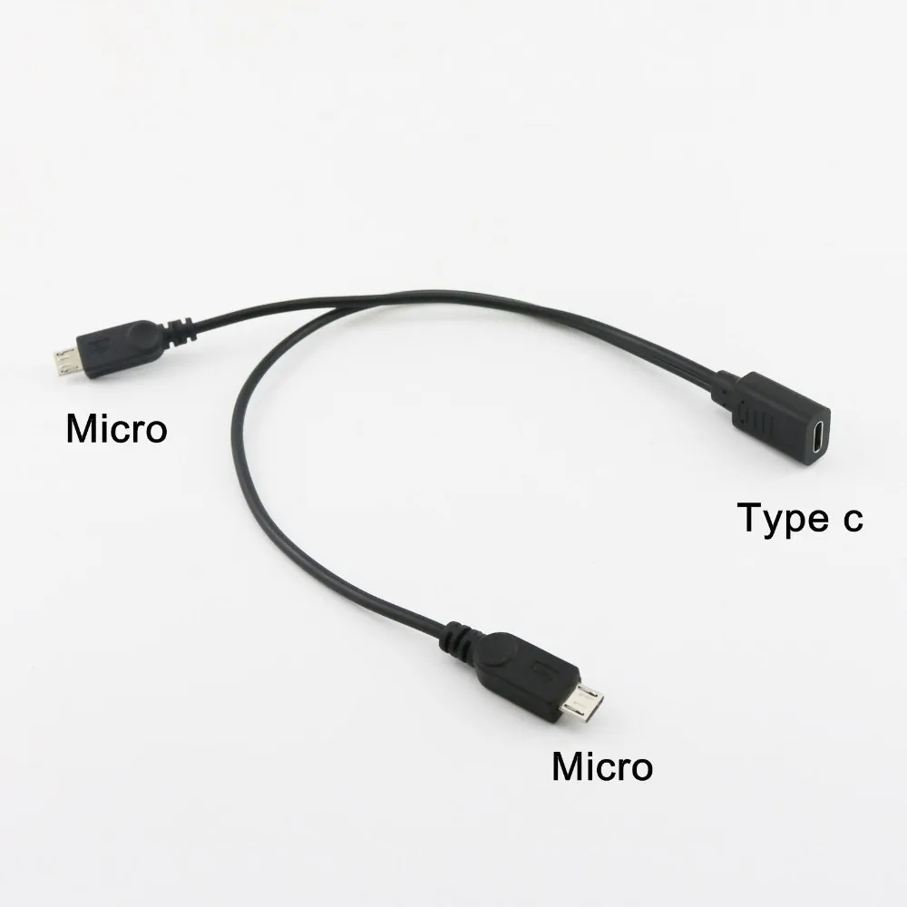 

10 шт., USB 2,0 Type C Женский на два Micro USB