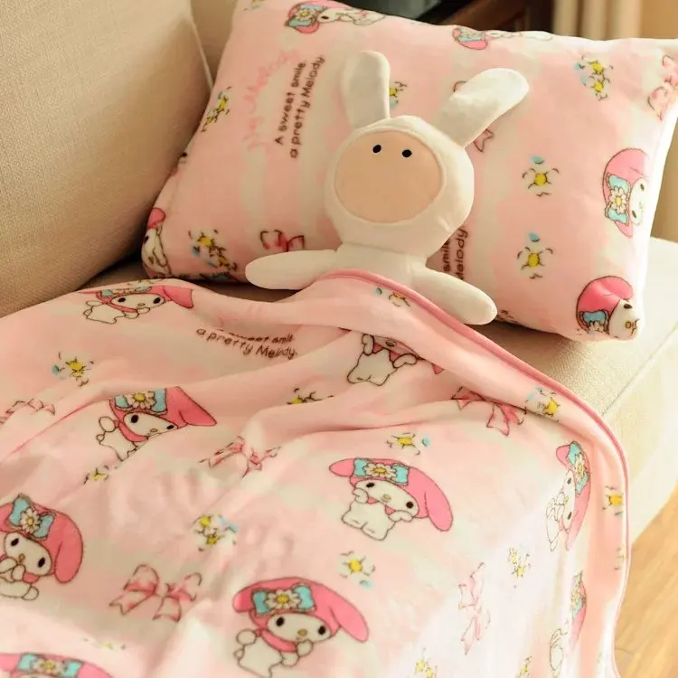 1pc cartoon bowknot My Melody soft plush pillowcase single pillow slip cover warm blanket bed sheet girl kids decoration | Игрушки и