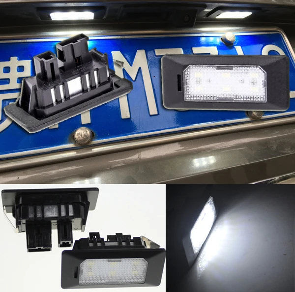 2Pcs WHITE LED REAR LICENSE PLATE LIGHTS LAMPS ERROR FREE for SHARAN TOURAN TOUAREG (2011-up) License lamp assembly | Автомобили и