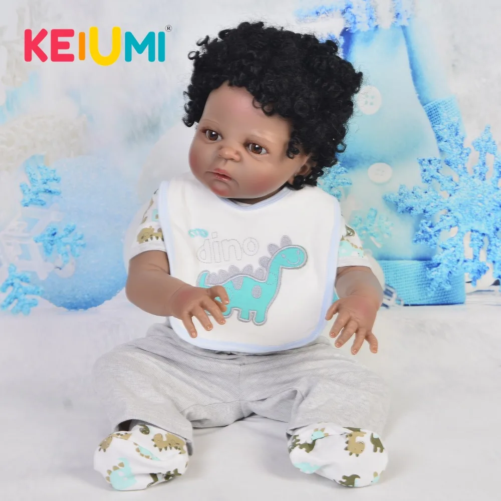 Реалистичная 23 ''черная кукла младенец Reborn игрушки полностью Силиконовое тело