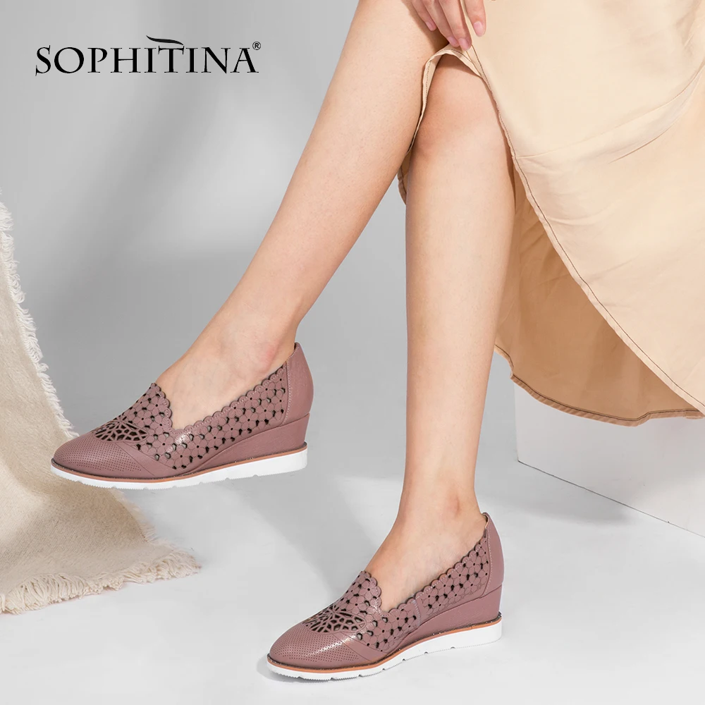 SOPHITINA/Новинки 2019г. Летние туфли для женщин с перфорациями Новые женские лодочки