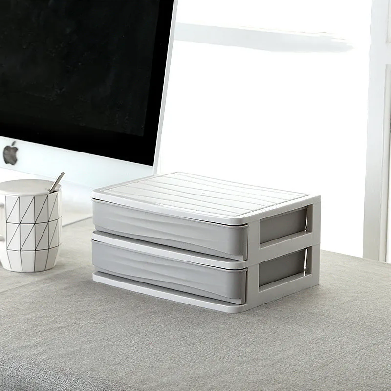 Grey 2 layer Пластиковый косметический ящик, органайзер для макияжа, коробка для хранения косметики, многослойный контейнер для ногтей, шкатулка, держатель, настольный чехол для хранения - Цвет: Grey 2 layer