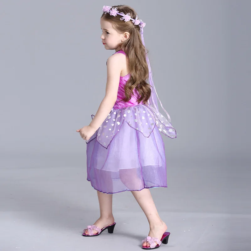 Детские платья для девочек хеллоуина костюм девушки фиолетовый фея юбка Детская