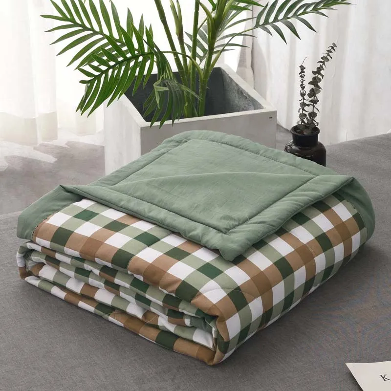 plaid green Тонкие летние одеяла сетки одеяло кондиционер покрывало диван пледы Покрывало - Цвет: plaid green