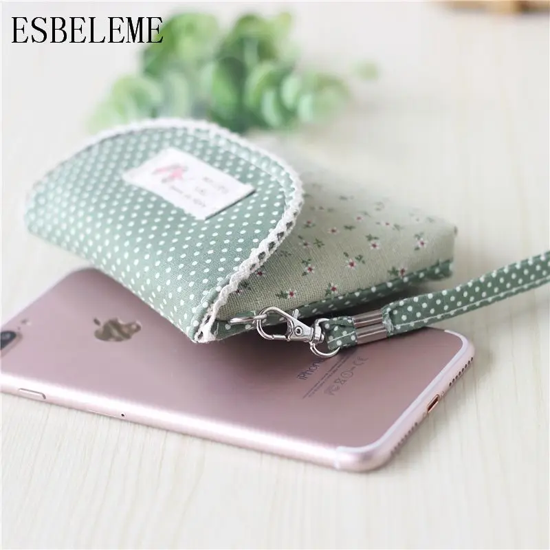 Fashion Women Flower Print Canvas Coin Purses for Girls Mini Bags Female Green Blue Pink Cloth Storage Bag HH006 | Багаж и сумки
