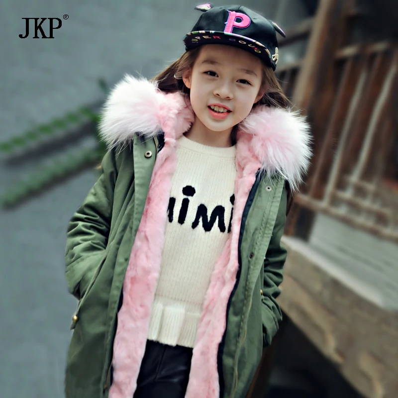 2017 на детей цвет: армейский пальто Дети вкладыш настоящая одежда из кроличьего