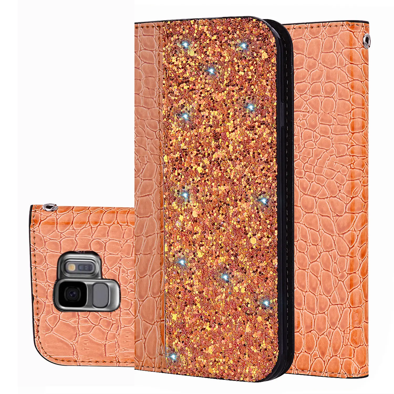 Zeallion для самсунга S8 S9 плюс J5 J7 J4 J6 A6 A7 A8 Note 9 Блестящий крокодиловый кожаный защитный чехол-бумажник на магните Чехол-книжка чехол Крышка