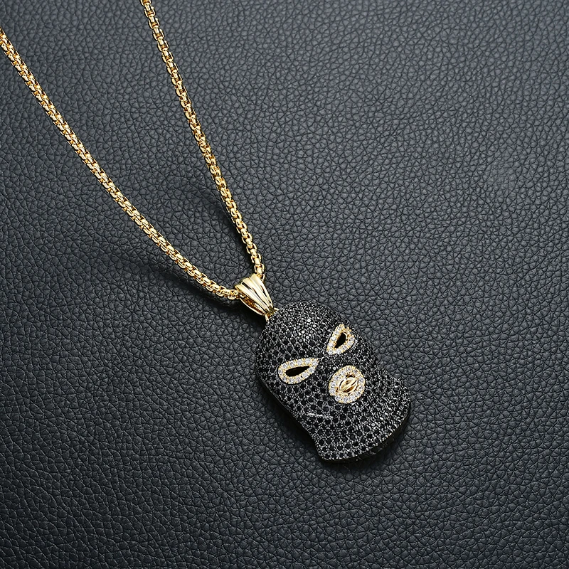 

Neutral Hip Hop Style Street Art Pendant Necklace Copper Zircon High Quality Jewelry Ornaments Kidnapped Masked Necklace