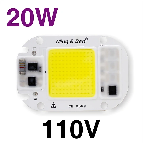 20W 110V Светодиодный COB Smart IC чип 220 В 110 В 50 Вт 30 Вт 20 Вт 18 Вт 15 Вт 12 Вт 9 Вт 7 Вт 5 Вт 3 Вт без необходимости драйвер светодиодный светильник подходит для Светодиодный прожектор - Испускаемый цвет: 20W 110V