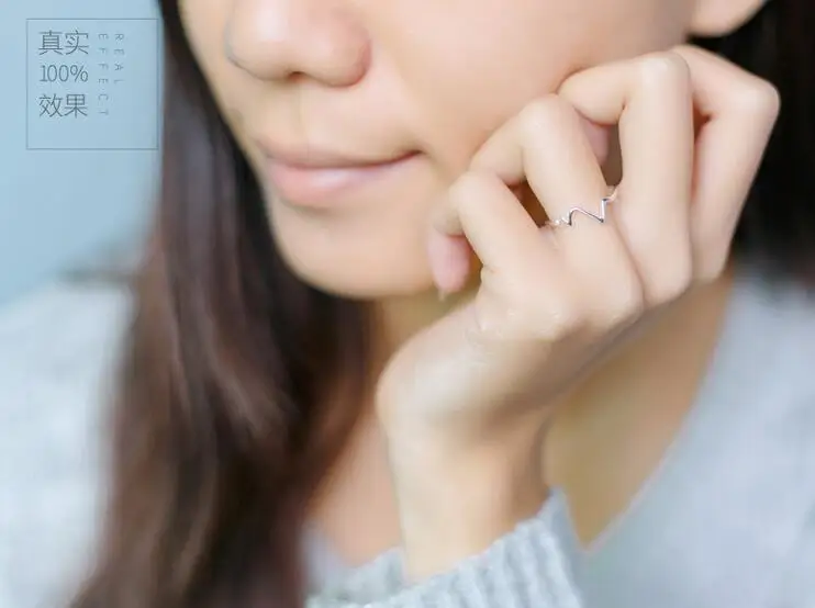 Real.925 Sterling SIlver Heartbeat Ring / Lifeline Heart Pulse Adjustable size Fashion for lover's gift GTLJ786 | Украшения и