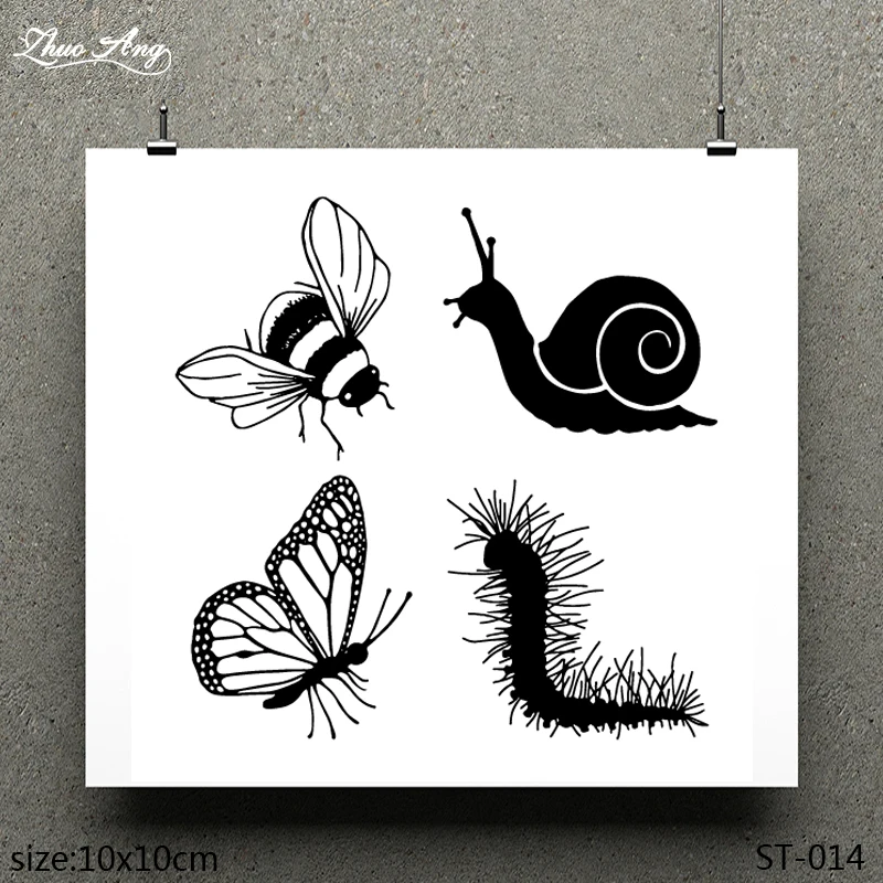 ZhuoAng прозрачный штамп с изображением мультяшных жуков скрапбук каучуковый