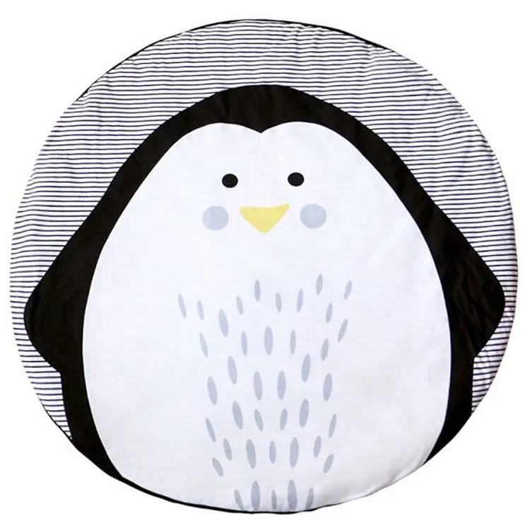 Penguin INS, 18 стилей, Круглый мультяшный коврик для малышей, детский коврик для ползания, напольный коврик, одеяло, хлопок, игровой коврик, украшение для детской комнаты, 90-95 см - Цвет: Penguin