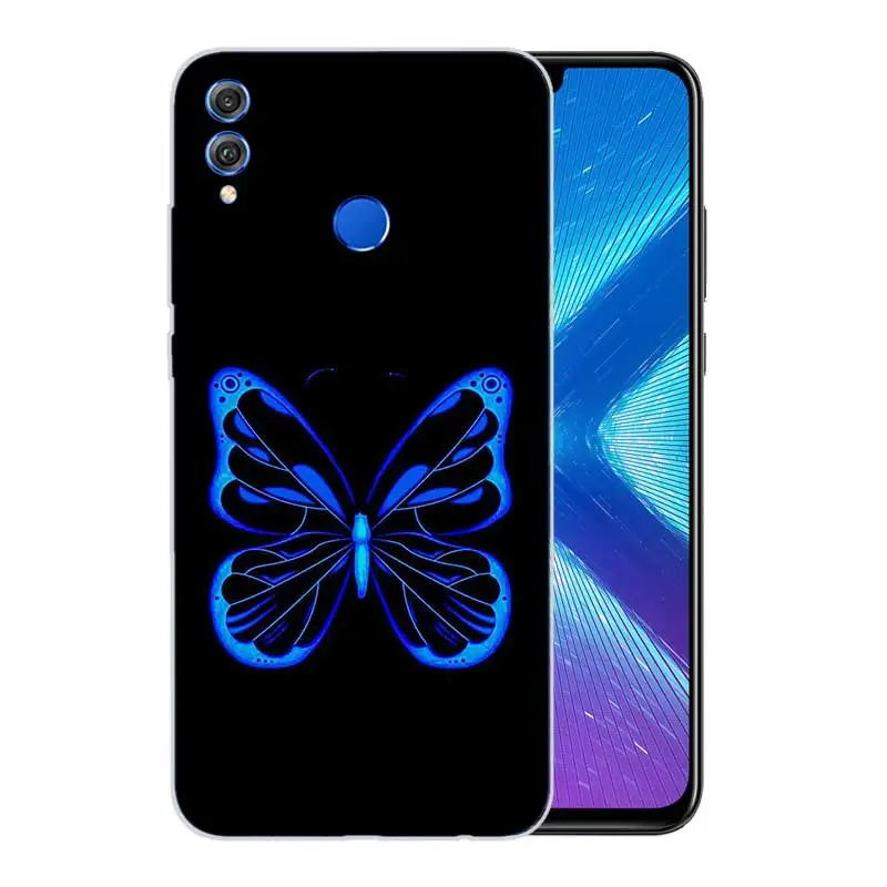 Матовый мягкий с рисунком бабочки чехол для Huawei Honor V20 8X 7 8 9 10 lite 7X 8A V9 Play |