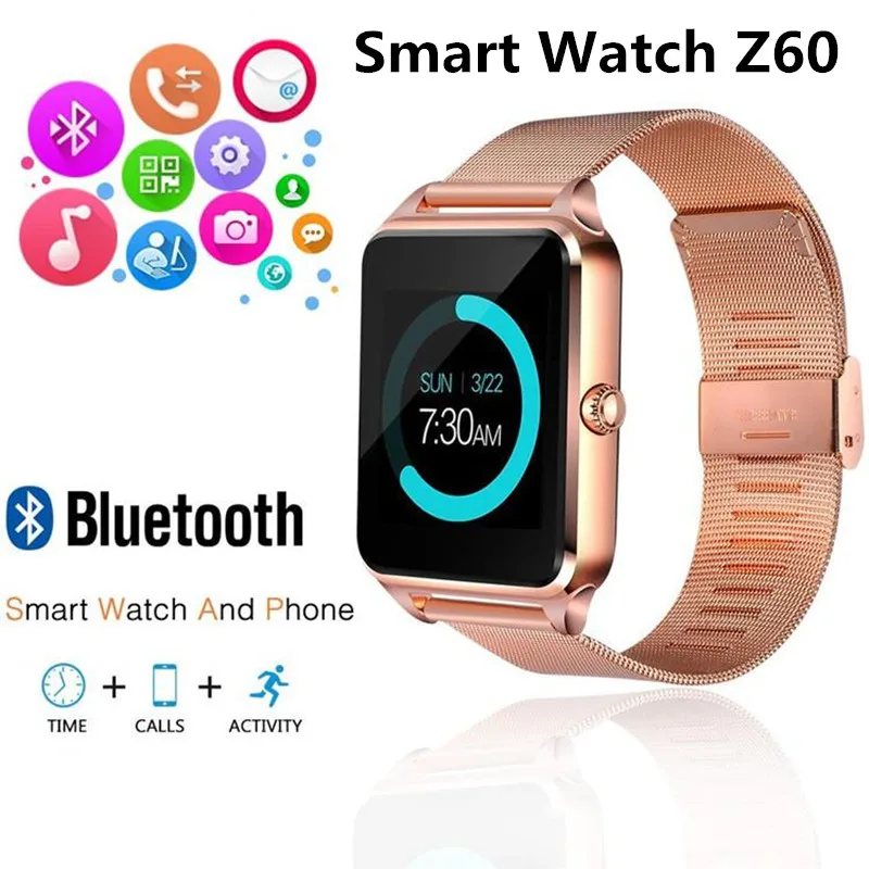 Z60 Смарт часы GT08 плюс металлический ремешок Bluetooth наручные Поддержка камеры Sim TF