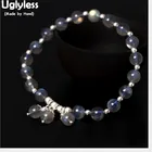 Uglyless 100% реальные технические шармы браслеты для женщин эластичная веревка бисер браслет лунный камень ювелирные изделия драгоценные камни