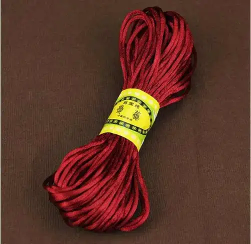 wine red Цвет на выбор 2 мм 20 ярдов/партия мягкий сатиновый китайский шнур с узлом для браслетов DIY аксессуары для изготовления ювелирных изделий - Цвет: wine red