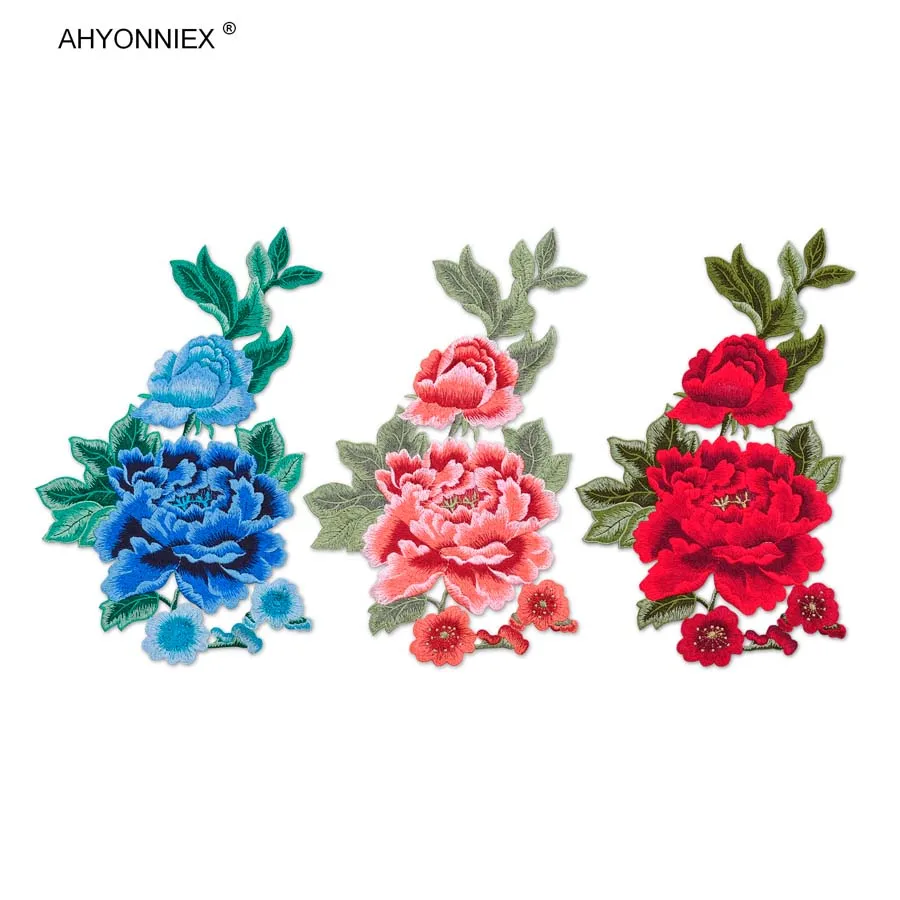 

AYONNIEX 1 Piece Large flower embroidery applique patches sew on patches lace cheongsam DIY Sewing Accessories Supplies
