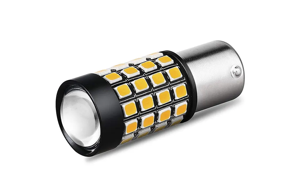 2x 1600Lm 52 SMD Чрезвычайно Яркий янтарно желтый BAU15S PY21W 7507 12496 светодиодный ные лампы