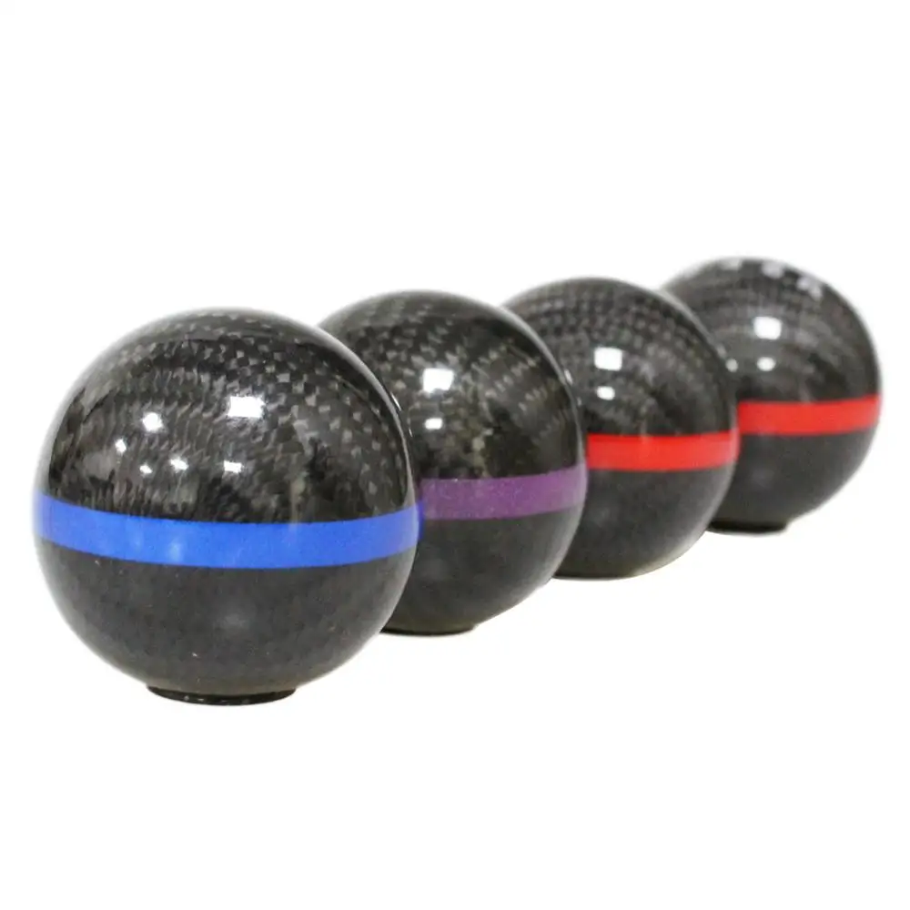 Carbon fiber ball stripe Gear Shift Knob for AT MT Shifter Lever 3 Aadapter switching adapters Cool Funny Automobile Accessories